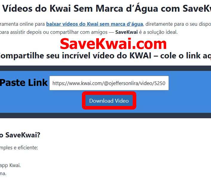 paste Video link  on Savekwai.com